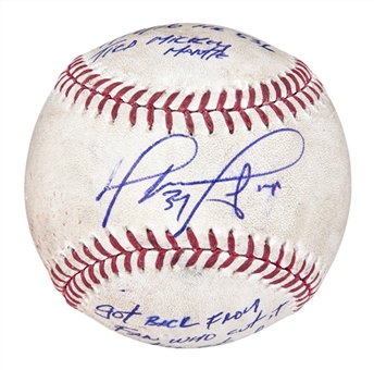 2016 David Ortiz Game Used And Signed Official MLB Baseball Hit On 9/12/16 For Home Run #536 To Tie Mickey Mantle (Ortiz LOA) 